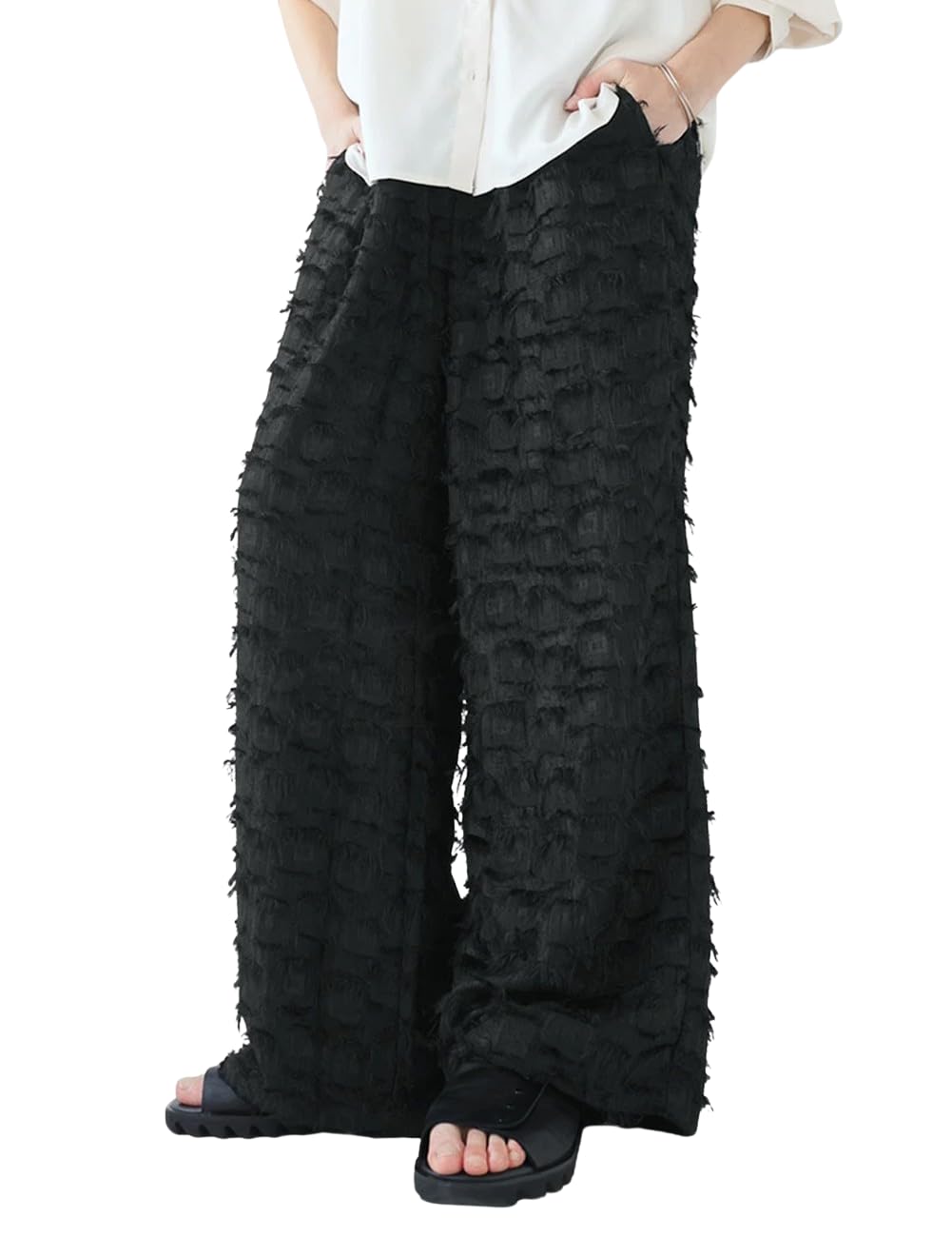 

antiqua Fringe Wide Medium Black Women s Pants, PY-00784, 05,
