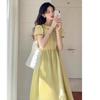 2026 Petite Yellow French Maternity Summer Dress - Elegant Vacation Style