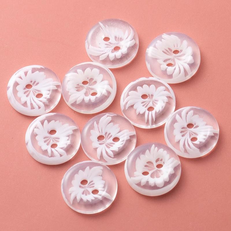 Versatile White Summer Blouse with Transparent Flower Buttons