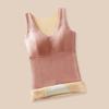 FINETOO Women's Autumn and Winter Fleece-lined Thickened Thermal Vest Solid Color Warm Heat-Generating Underwear Seamless Sleeveless Top