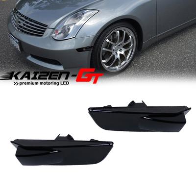 Smoked Lens Front Bumper Side Marker Indicator Light Cover Housings For Infiniti G35 2 Doors Coupe 2003-2007 No Bulb / Socket