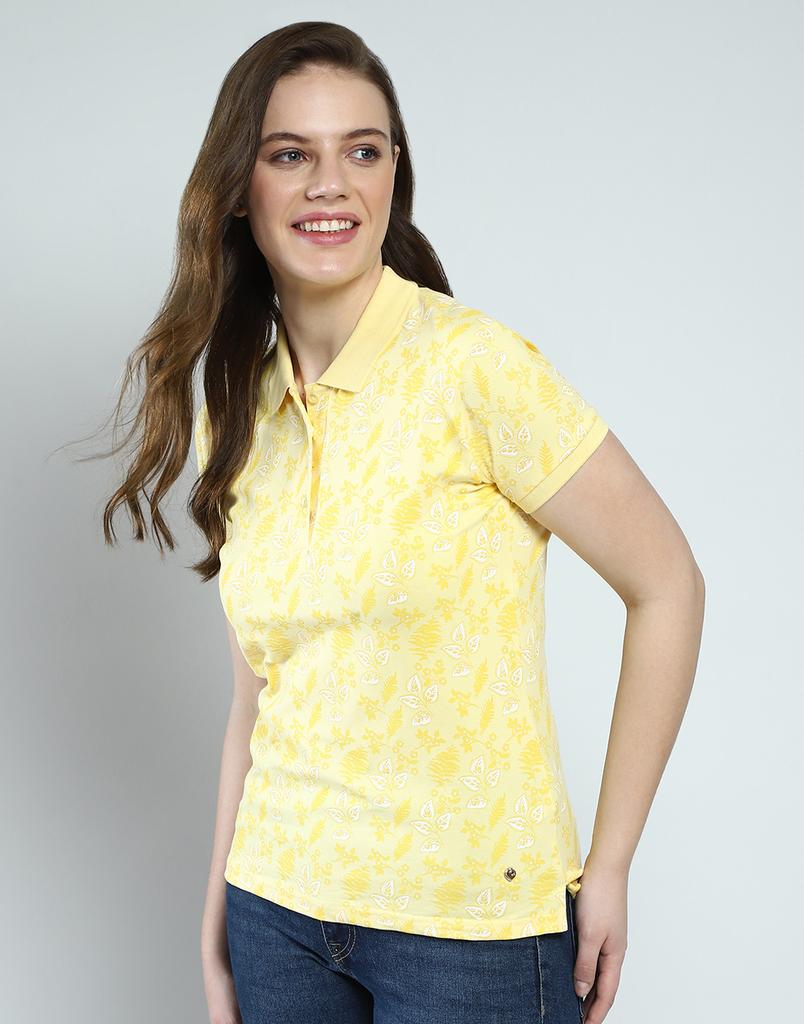 MONTE CARLO Womens Printed Collar Neck T-Shirt