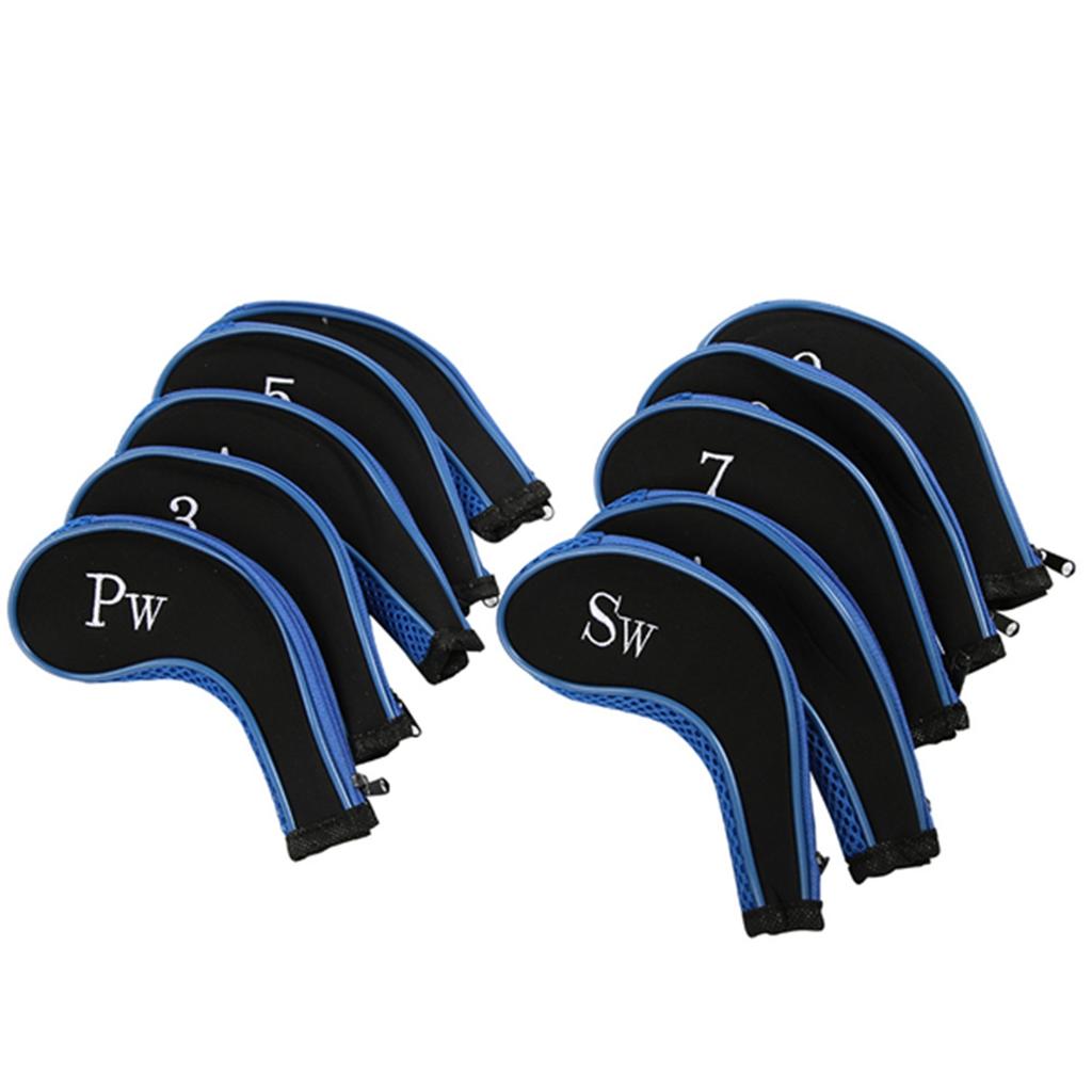 10pcs Neoprene Golf Club Iron Head Covers Putter Set Protector Case Golf Accessory