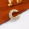 Retro Copper C Shape Ear Cuff Crystal Metal No Piercing Earrings Irregular Shape Thick Rhinestone Stud Earrings Daily