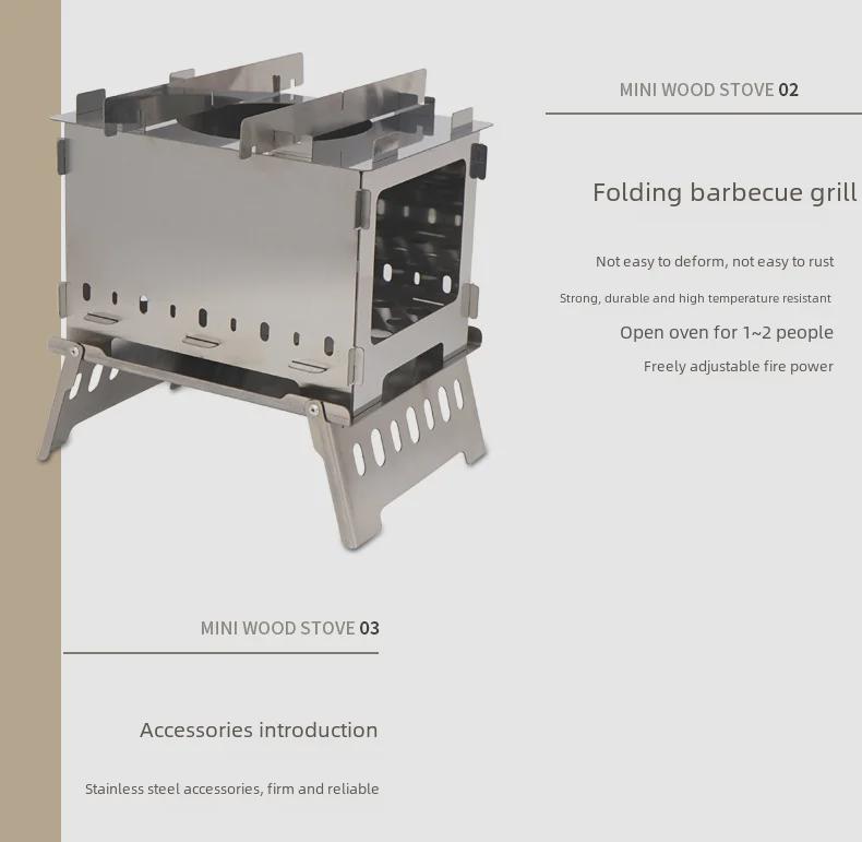 Portable Windproof Outdoor Folding Charcoal Grill and Firewood Stove