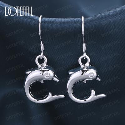 925 Ασήμι Στερλίνας Δελφίνι Κρεμαστό Σκουλαρίκια Piercing Μόδα Γαμήλια Κοσμήματα