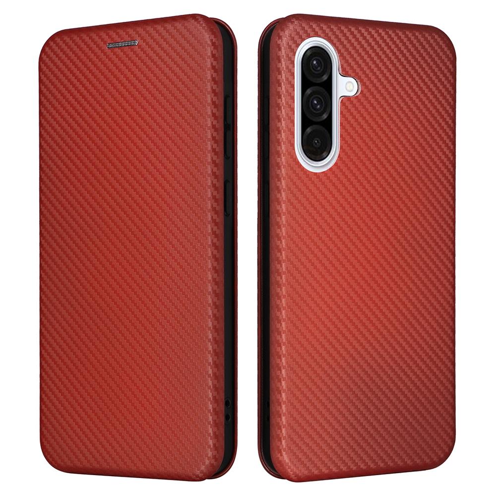 

Чохол для Samsung Galaxy A36 5G із текстурою вуглецевого волокна, захищений від падінь, шкіряний чохол для телефону Brown