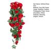 Artificial Rose Flower Vine Faux Silk Flower Door Teardrop Swag Fake Simulation Wall Hanging Plant for Floral Arrangement Room Garden Wedding Decor