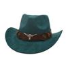 Ethnic Style Western Cowboy Hat Stage Jazz Hat Brown Ox Head Suede Top Hat