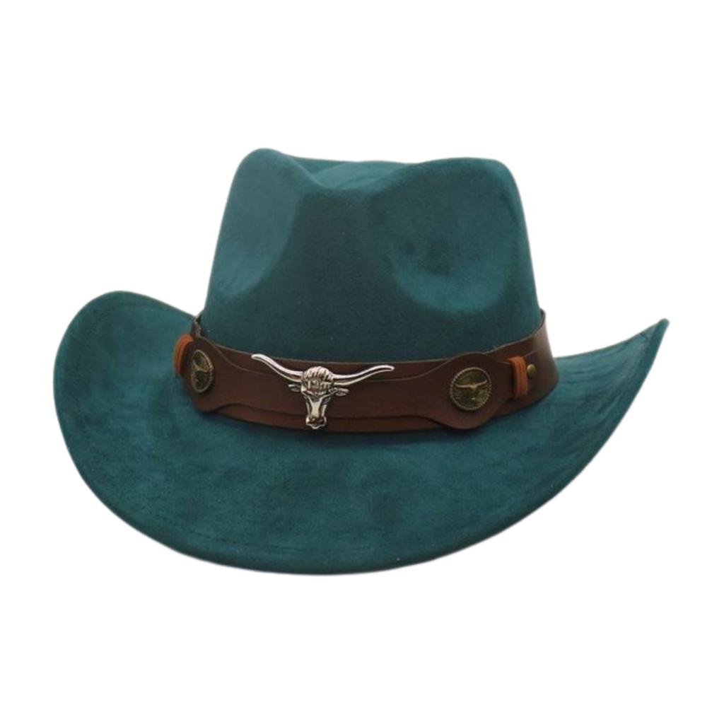Ethnic Style Western Cowboy Hat Stage Jazz Hat Brown Ox Head Suede Top Hat