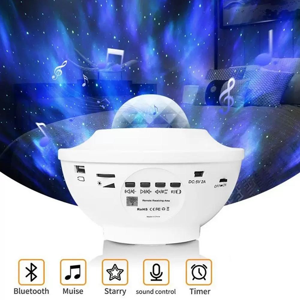USB Star Projection Light Bluetooth Music Ambient Light Full Color Water Pattern LED Night Light