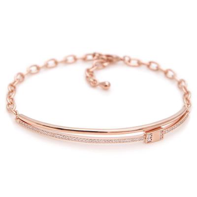 14K Gp Cubic Bangle Chain Rose Gold Fashion Bracelet Birthday Gift Bracelet Gorgeous Bracelet Bold Bracelet