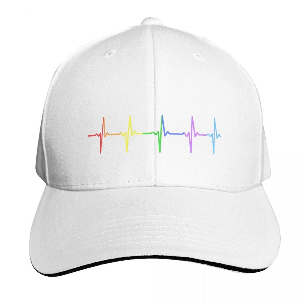 Regenbogen Puls Herzschlag LGBT Baseballkappe Trucker-Hut Neuer Hut Luxusmarke Schiffermütze für Unisex Unisex Damen