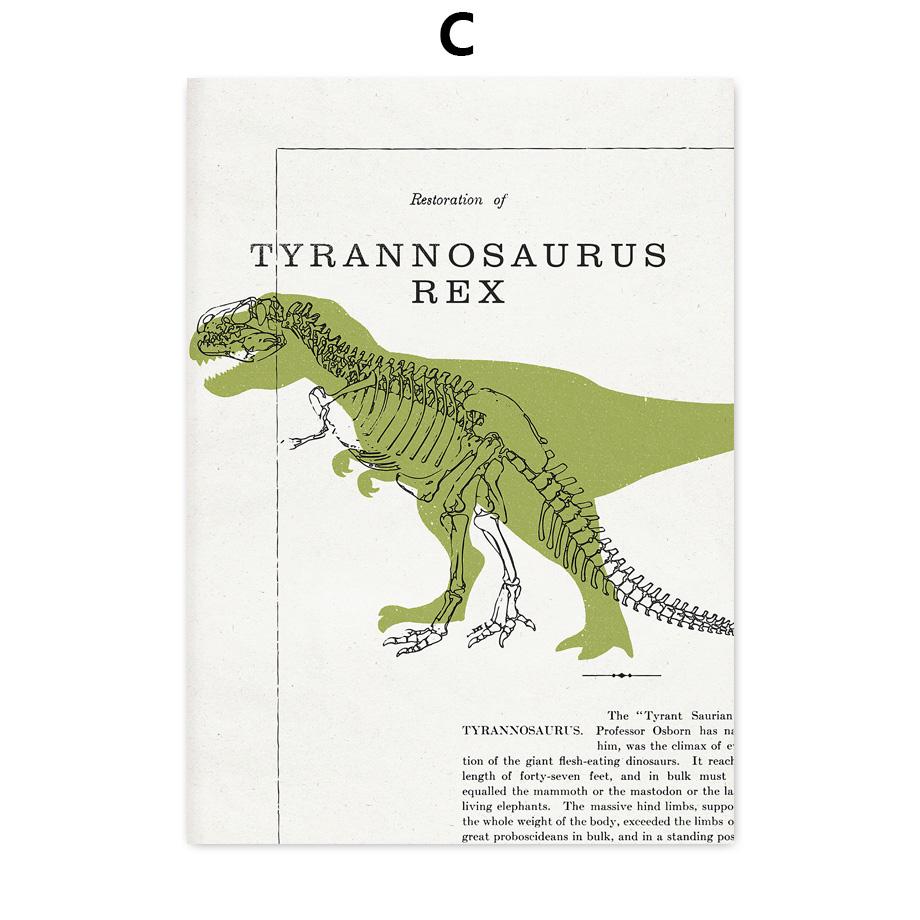 Triceratops Stegosaurus Dinosaur Fossil Vintage Wall Art Canvas Painting Nordic Posters And Prints Wall Pictures Kids Room Decor