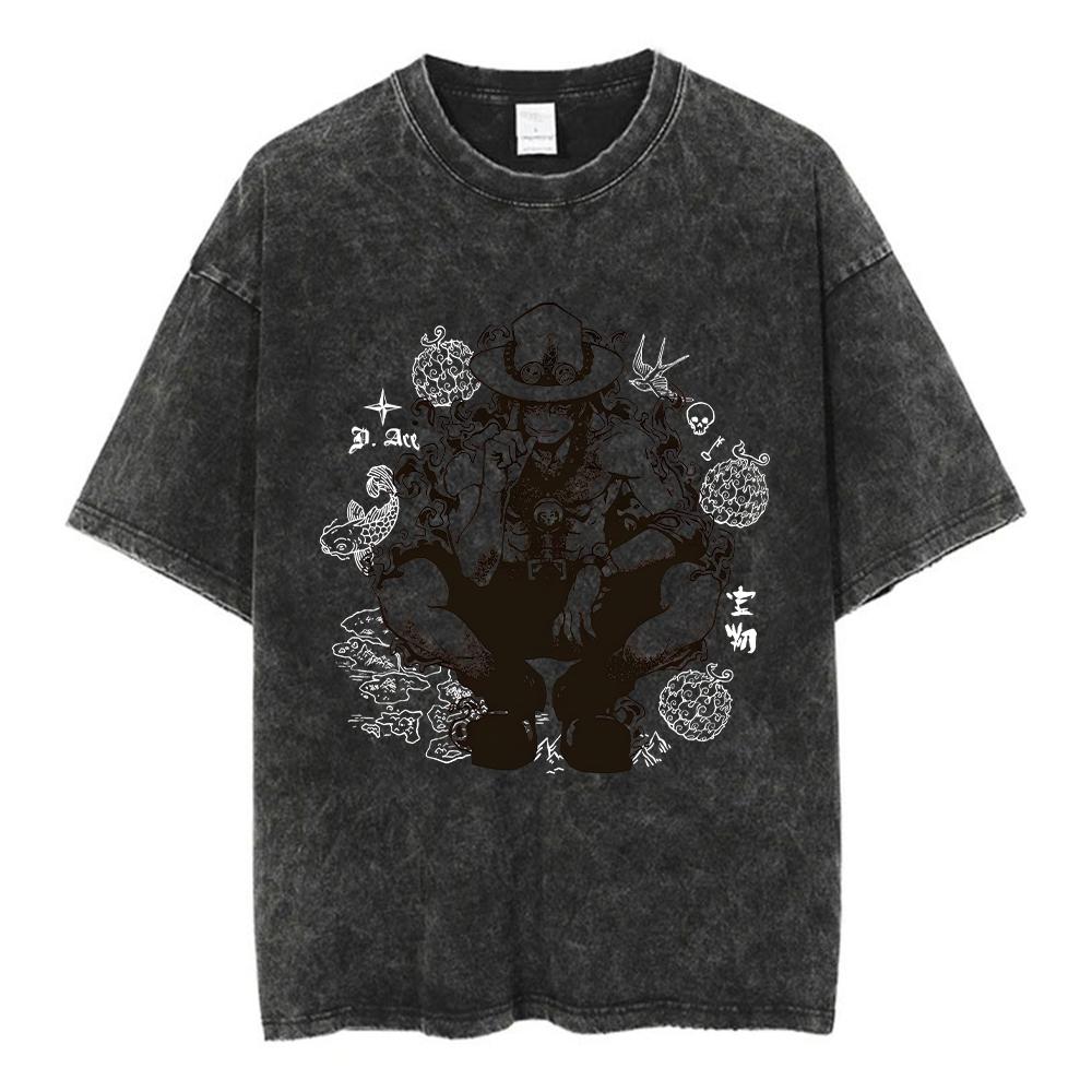 2025 Washed Printed Vintage T-Shirts Street Hip Hop Retro Punk T Shirt Women Harajuku Casual Cotton Short Sleeve Acid Wash Top