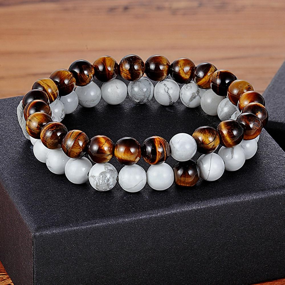 XQNI Various Combination Styles Beaded Bracelets For Men & Women For Couples Jewelry Stretch Elastic Rope DIY Birthday Gift Box