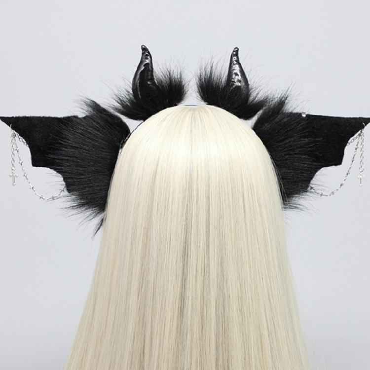 Plüsch Fledermausflügel Haarband Cosplay Kostüm Haarreif für Maskenbälle Party Haarreif Anime Kopfschmuck Rollenspiel Party Zubehör