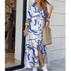 2025 European & American Women's Spring/Summer Fashion Print Maxi Shirt Dress