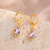 ZAKOL Vintage Shiny Purple Crystal Stone Drop Hoop Earrings For Women Water Dorp Boho Long Dangle Earrings Jewelry Gift