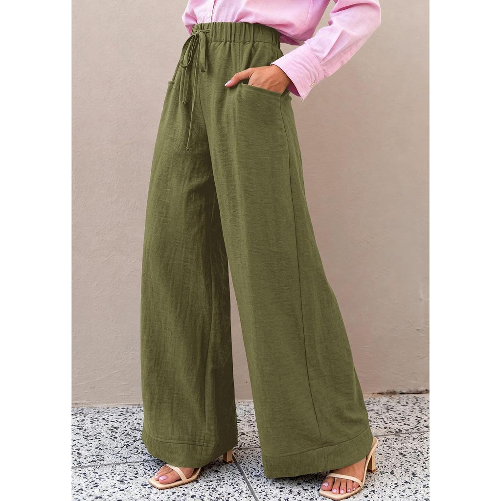 Pantaloni largi casual și la modă pentru femei, colorați, cu buzunare