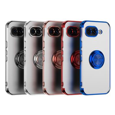 Custodia con Supporto ad Anello Magnetico Trasparente Galvanizzato per Google Pixel 7 8 9 10 Pro XL 10A 9A 8A 7A 6A Copertura con Supporto Antiurto