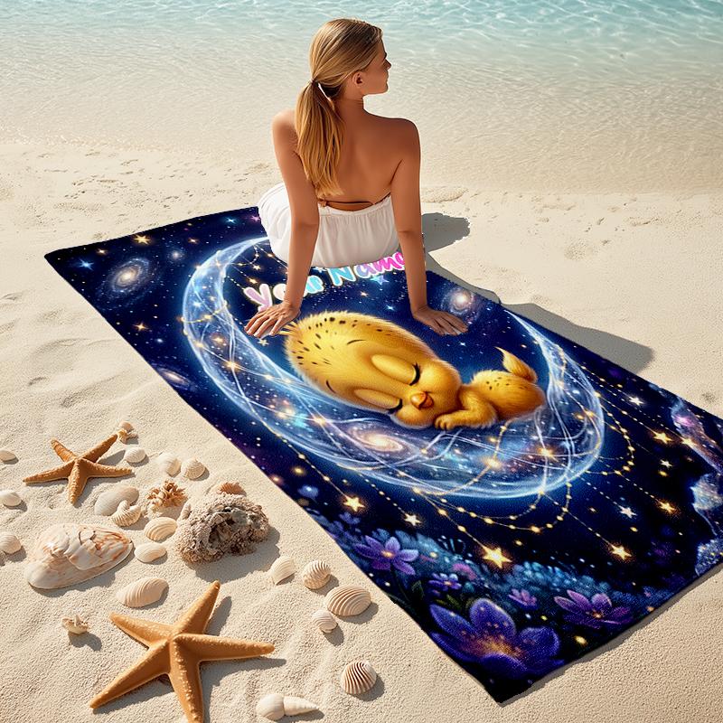 1PC Custom Name Moonlit Dreams: Nightly Journey Beach Towel Highly Absorbent And Sand-Resistant Towel for Swimming, Pool, Yoga, And Travel Lightweight