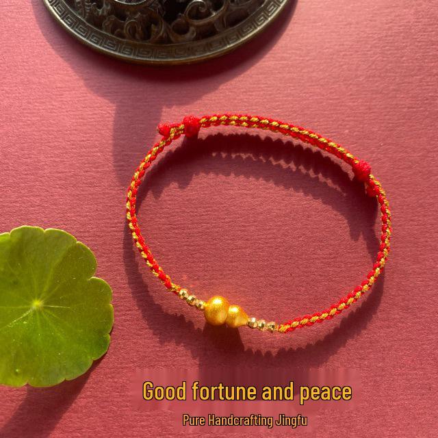 Позолоченный Тыквенный Зодиак Регулируемый Красный Плетеный Браслет на Веревке Red with Gold