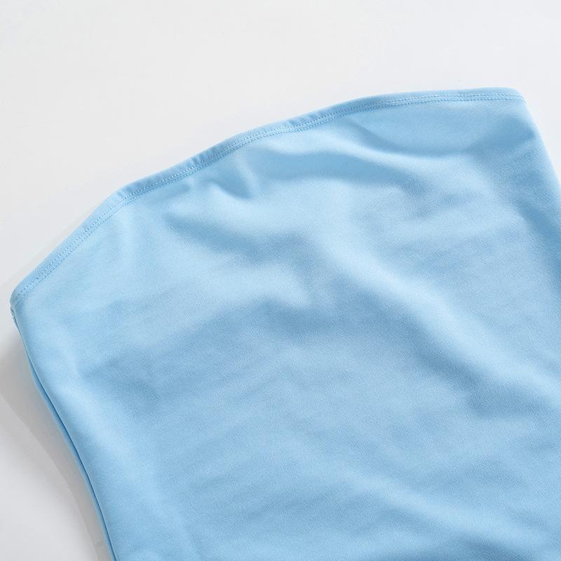 Spring Strapless Backless Pleated Short Dress for Women