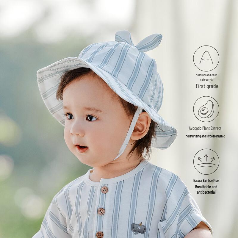 Guaiqixiong Baby Summer Sun Hat with Antibacterial Cotton Gauze 6-12 Months (45cm)