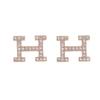 Korean Style Elegant Diamond Inlaid H-Shaped Metal Stud Earrings for Women