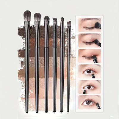 6-teiliges Augen-Make-up-Pinselset mit weichen Borsten – Enthält Lidschatten-, Misch-, Lidfalten- und Detailpinsel für ein makelloses Auftragen