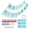 Birthday Party Balloon Paper Flower Ball Decorative Balloon Card Decoration AccessoryBlue Set