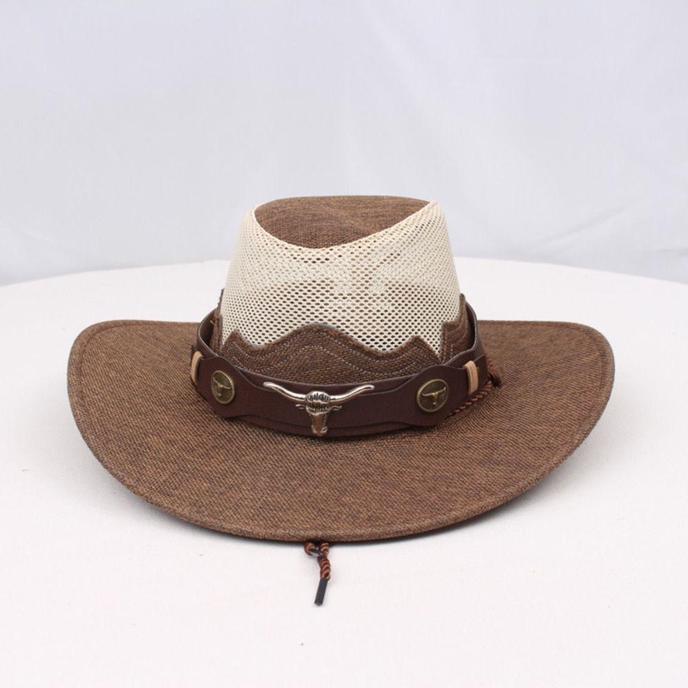 Ethnic Style Western Cowboy Hats Wide Brim Sun Protection Fisherman Cap Outdoor
