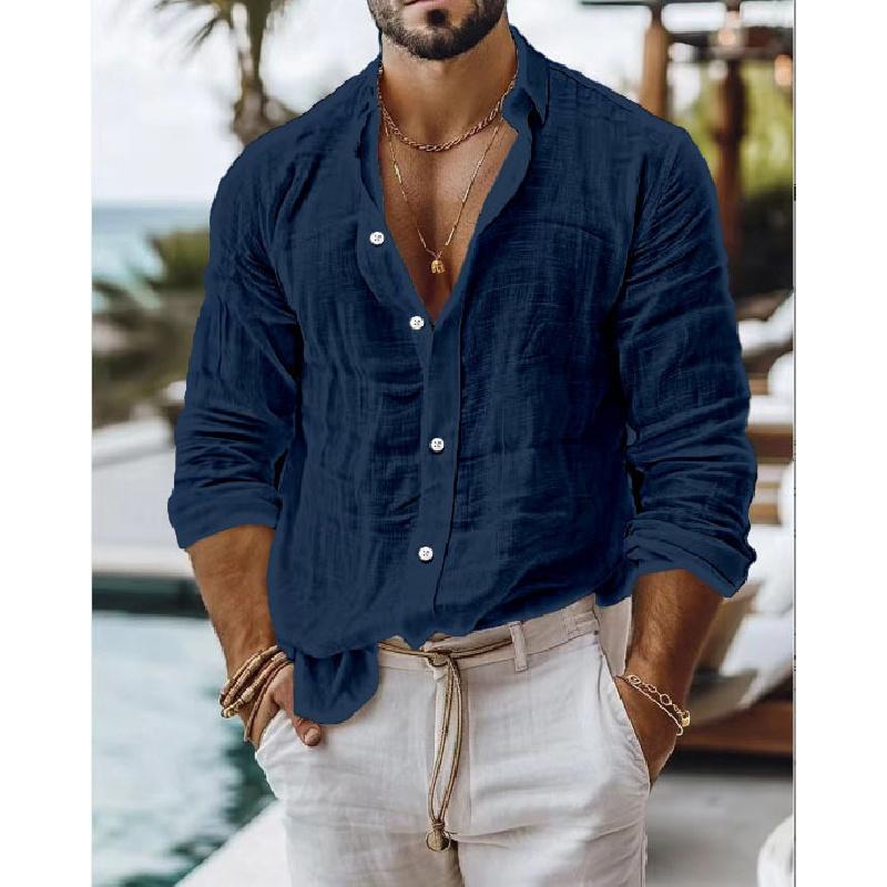 

2026 New Fashionable Men s Shirt Casual Long Sleeve Business Solid Color Top 5XL