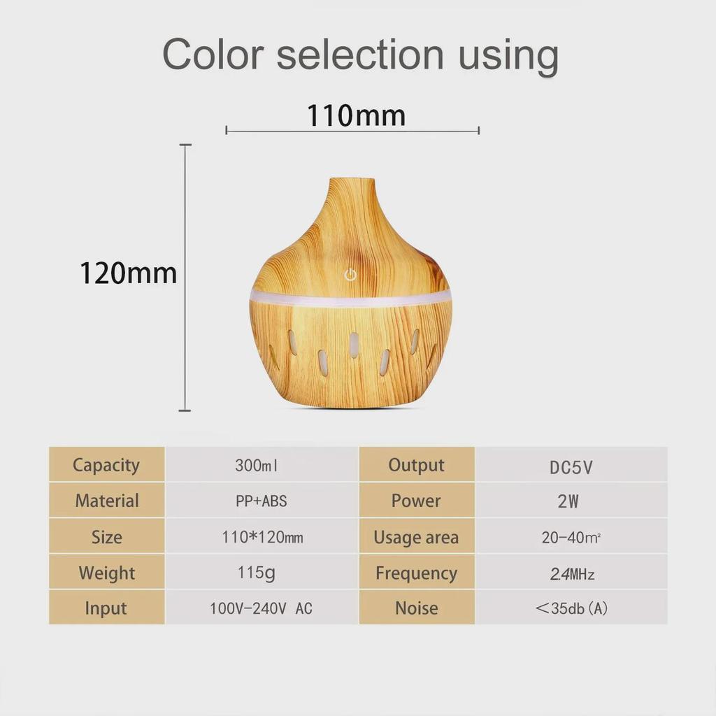 Umidificator portabil USB cu aspect de lemn pentru casă, birou și mașină, cu capacitate mare