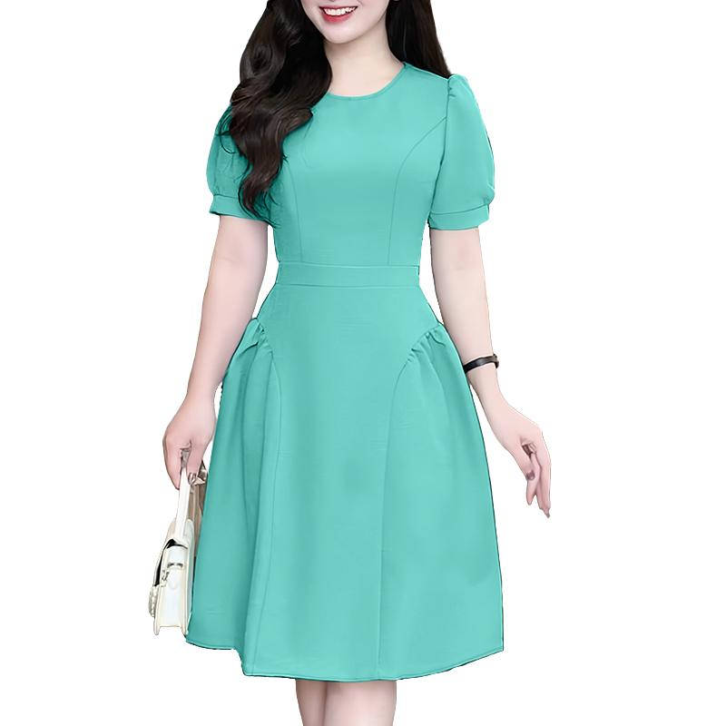 

ZANZEA Женское повседневное летнее платье с круглым вырезом и коротким рукавом 5XL синий