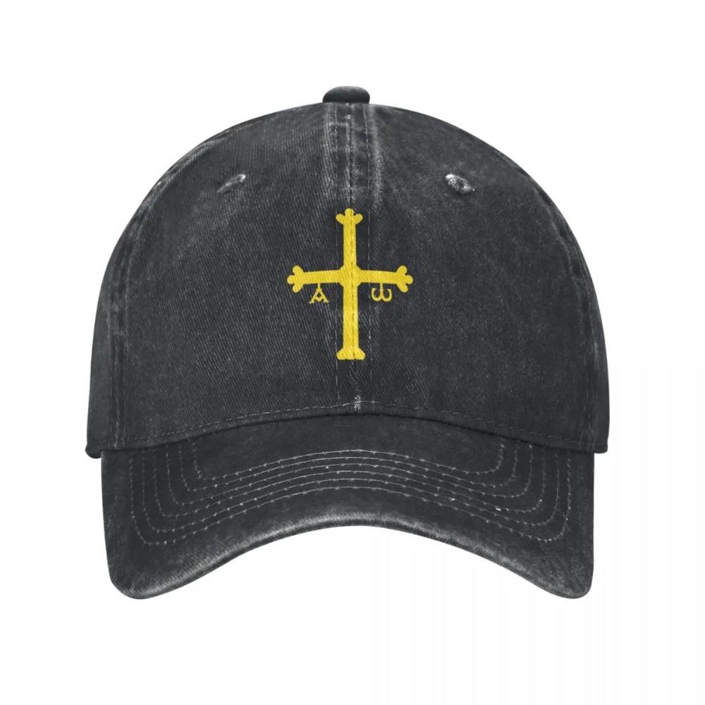 Cappellino da Baseball Bandiera Asturie Spagna Retro Denim Usurato Croce della Vittoria Snapback Cappello Uomo Donna Estivo all'Aperto Cappelli Cappello