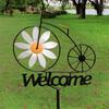 Wrought Iron Daisy Bicycle Welcome Sign - 47.2 Inch Outdoor Vintage Garden Yard Creative Welcome Art Decoration