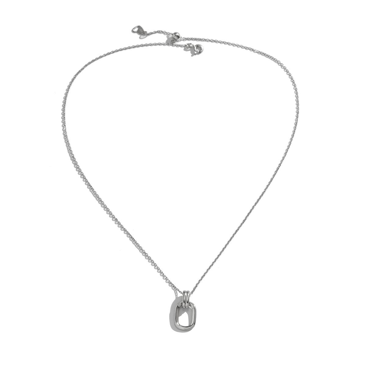 

Серебряный 925 пробы, легкий, роскошный, нишевый дизайн, геометрический, маленький кулон, ожерелье в стиле ретро, два переплетенных кольца, высококачественный кулон ins серебряный