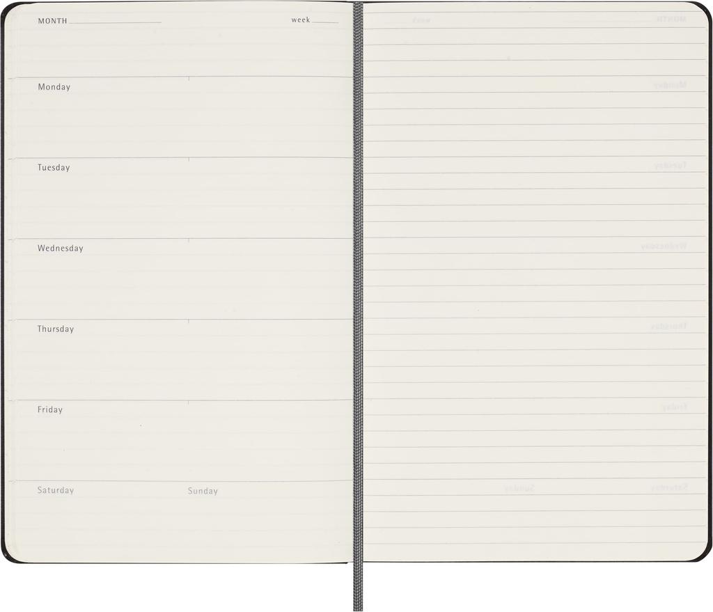 Moleskine Undated 12 Month Weekly Diary Hardcover Large Size wide x 21cm Black DUNDB12WN3 (13cm long)