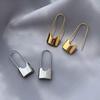 Cao Shi Minimalist Metal Cold Style Designer Earrings, Pin Lock Shape