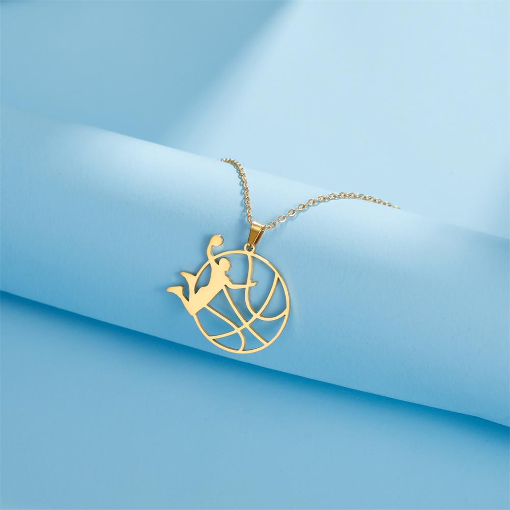 Dancer Rhythmic Gymnastics Round Pendant Necklaces for Women Girls Stainless Steel Gymnast Yoga Necklace Sport Jewelry
