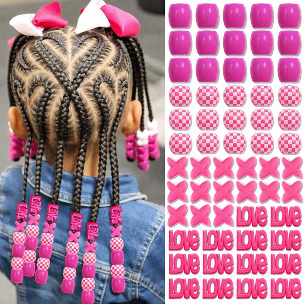DIY Colorful Hair Beads Kits Love Heart Painless Braiding Beads Acrylic Dreadlock Beads  Festival Style 6