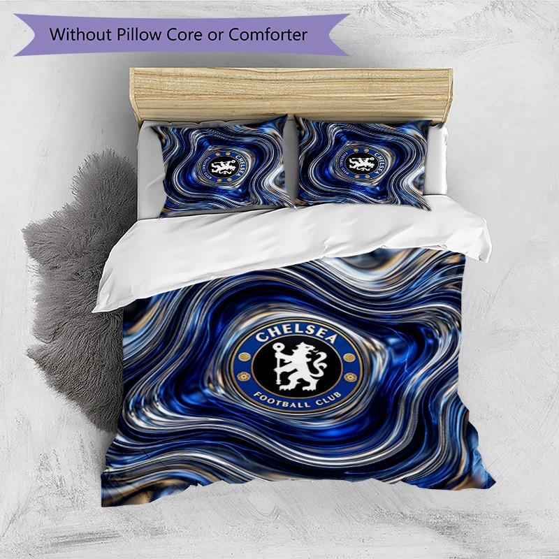 Set Lenzuola 3 Pezzi Stampato Chelsea FC Morbido Delicato sulla Pelle Lavabile Copripiumino e Federe Set Tutte le Stagioni Camera da Letto