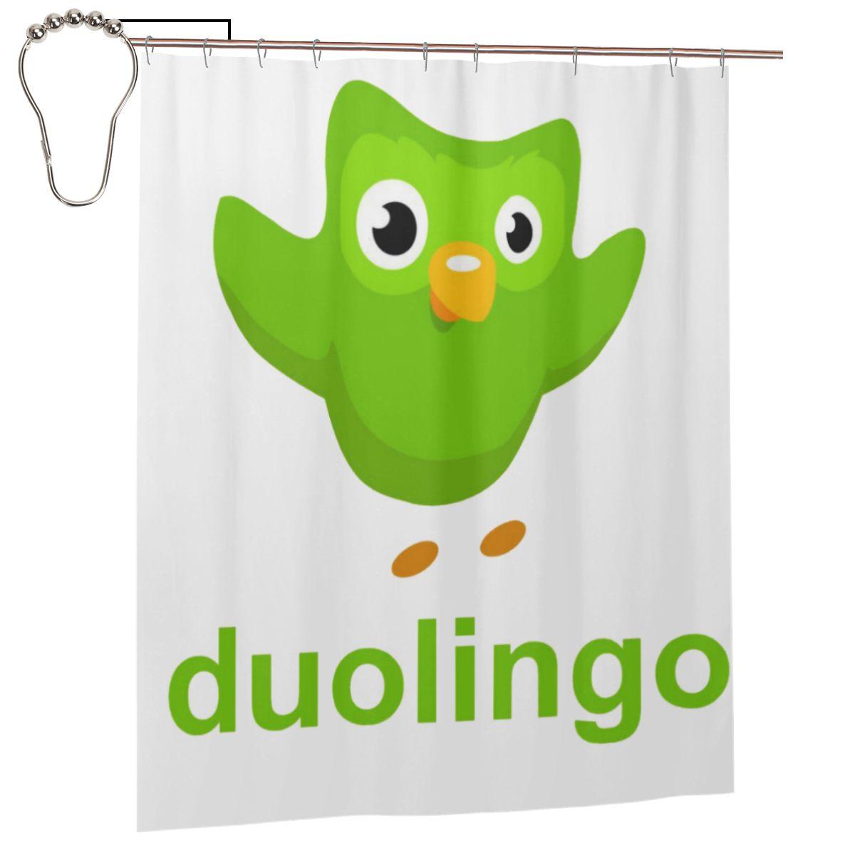 

Duolingo Owl Duo Shower Curtain Bathroom Polyester Waterproof Bath Curtains With Hooks W60H190(CM)-1 Pcs