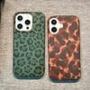 Custodia Nera Verde Rosa Marrone con Fantasia Leopardata per iPhone 13 14 15 16 17 Pro Max Cover Posteriore Trendy Stesso Stile