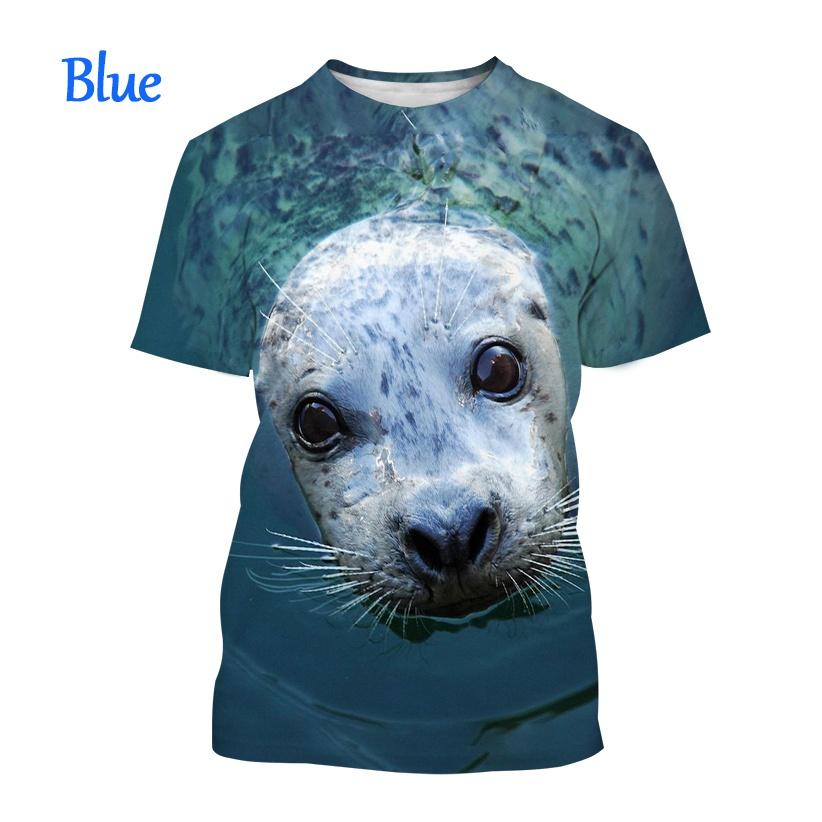 T-shirts Animals Funny Seal Fashion Summer Crew Neck 3D Print TShirts Boy Girl Kawaii Oversized  Casual Streetwear Tee Clothes