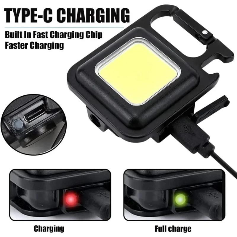 Tragbare Schlüsselanhänger-Taschenlampe Leistungsstarkes Arbeitslicht Multifunktionale Campinglampe USB Wiederaufladbare LED Mini-Taschenlampe mit Magnet