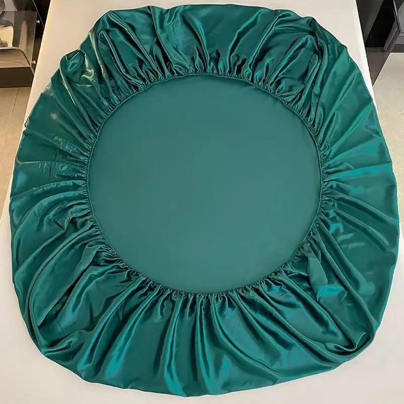 Satin Spannbettlaken 3-teilig Luxus Satin Spannbettlaken + 2 Kissenbezüge Set / 1 Stück Satin Elastisches Spannbettlaken Eis Seide Matratzenbezug