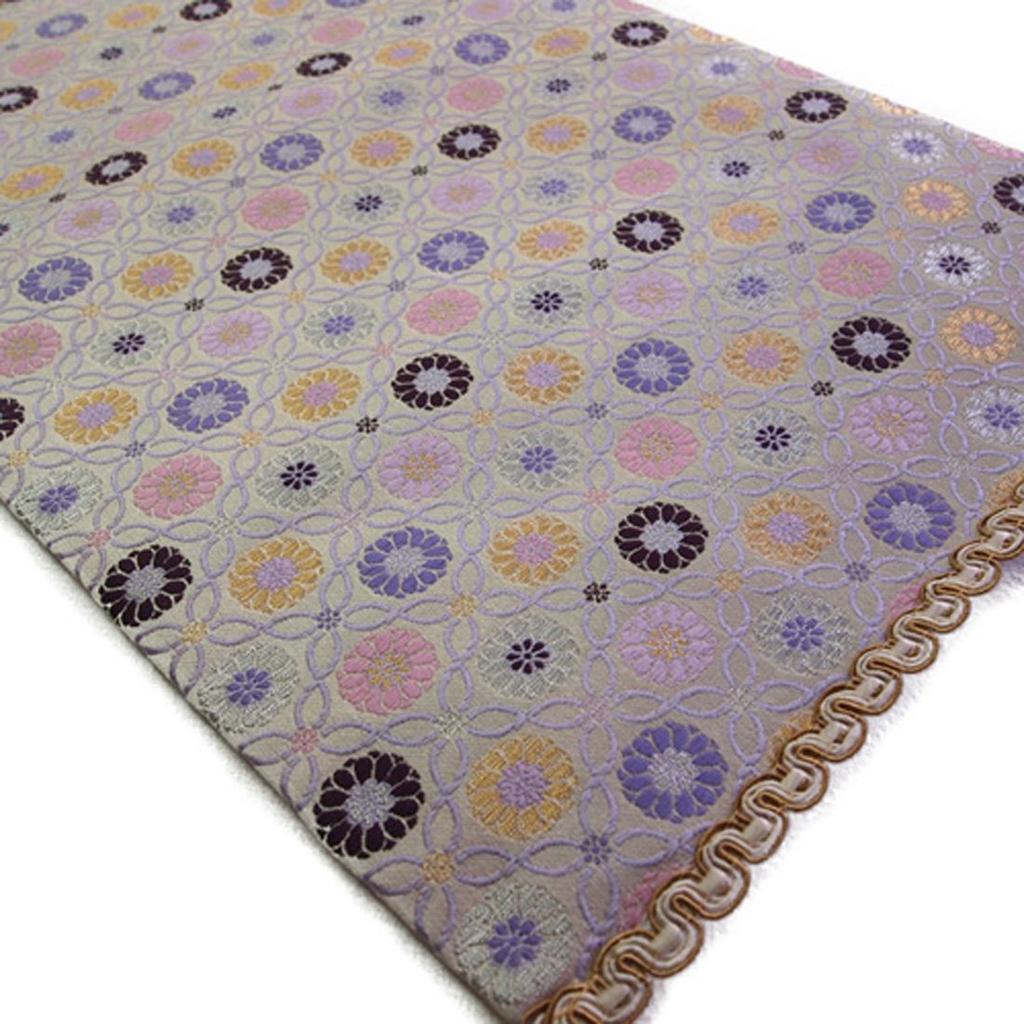 Fire-resistant Buddhist Altar Mat with Flower Chain (Size 25: Chukyo Style (38.7 X 60cm), Pink (white))